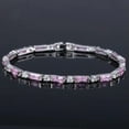 thumbnail image 2 of Pink Cubic Zircon Thin Charm Link Bracelet for Women CZ Fashion Party Jewellery, 2 of 9