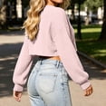 thumbnail image 5 of thefmos Women's Cropped Ribbed Knit Top Round Neck Long Sleeve Short Sweater Fashion Fall Winter Casual Outfit, Pink L, 5 of 6