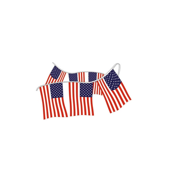 SSWBasics American Cloth Pennant Banner Flags  60' Long - Decorative Pennant Flags  Durable Pennant Flags on a String for Patriotic Celebrations and Events