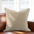 thumbnail image 3 of Throw Pillow Covers 24x24 Inch, Beige Geometric Decorative Pillow Cases for Couch Sofa Bed, Rustic Modern Abstract Plaid Gingham Cotton Linen Square Home Decor Pillowcases with Hidden Zipper, 3 of 6