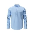 thumbnail image 4 of 2 Pack Mens Cotton Blend Shirts Long Sleeve Button Stand Collared Tshirts Shirt with Pocket Casual Solid Color Pullover Comfort Slim-Fit Office Work Tops, 4 of 8