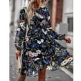 thumbnail image 4 of Vestido de manga larga cómodo y agradable para la piel cuello redondo estampado floral vestido suelto para mujer para vacaciones ANGGREK Otros, 4 of 8