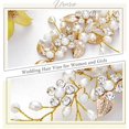 thumbnail image 3 of Tocados de hojas de flores de enredaderas de cristal de boda de plata accesorios para el cabello de boda para novia (oro), 3 of 5