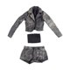 thumbnail image 3 of Conjunto de chaqueta corta, pantalones cortos y top de tubo a escala 1/6, accesorios portátiles y suaves para disfraces. Gris negro, 3 of 9