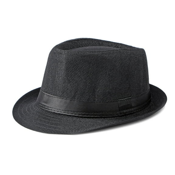 Avaner Classic Fedoras Hats Short Brim Panama Jazz Hat Straw Hat Cap for Men Women Costume Accessories,Black