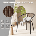 thumbnail image 2 of Grezone Modern Rattan Outdoor,Indoor Bedroom Restaurant Dining Chairs, Stackable Rattan Chairs for Patio or Drawing Room, Set of 4, Brown, 2 of 8
