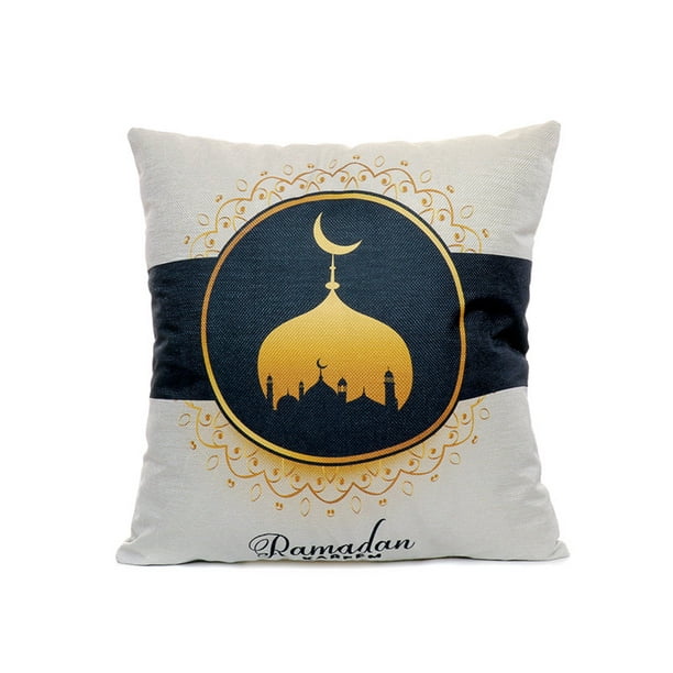 WREESH Coton Polyester Ramadan Étreindre Taie d'Oreiller Housse de Coussin  Eid Mubarak Coussin 
