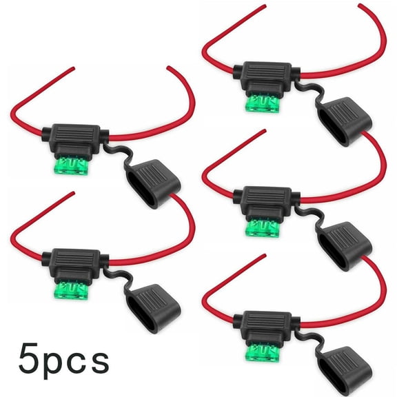ZHIMAO 5 Set Inline Standard Blade Fuse Holder Splash Proof DC 12V 30A 14AWG Fuses Holders With Cable