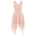 thumbnail image 3 of vastwit Girls Pleated Sleeveless High Low Wedding Party Formal Dress Junior Bridesmaid Chiffon Dress Pink 10, 3 of 7