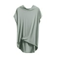 thumbnail image 2 of Inverlee Plus Size Short Sleeve Basic Hoodie Sweatshirts for Women Trendy Solid Baggy Breathable V Neck Tops Summer Casual Pleated Tunic Blouse, 2 of 6