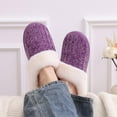 thumbnail image 3 of Litfun Fuzzy Slippers for Women Chenille Knit Fleece Slippers Memory Foam House Shoes, Purple, Size 5-6.5, 3 of 8