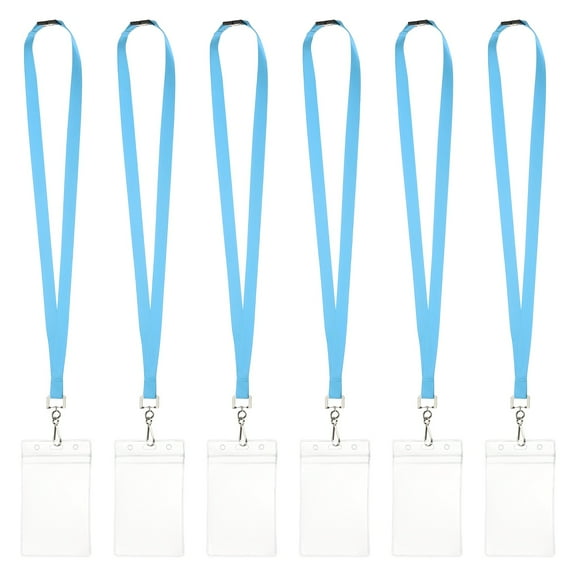 Uxcell 6Pack Colored Lanyards for ID Badges, Breakaway Lanyards for Keys, Sky Blue