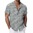 thumbnail image 2 of Men's Summer Hawaiian Beach T Shirts Lapel Button Short Sleeve Shirts Men's Casual Printed Turndown Plus Size Lightweight Breathable Vacation Tee Shirt Blouses, 2 of 8