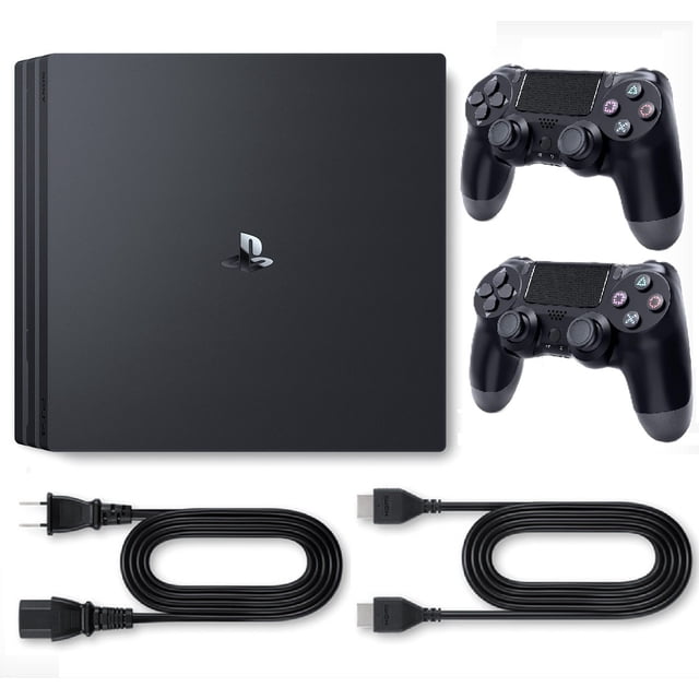Sony Playstation 4 PS4 Pro 1TB Gaming Console with Two Retrofam Controllers, Black (Refurbished)