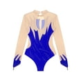 thumbnail image 6 of Aislor Women's Rhinestone Dance Leoatrd Long Sleeve Ice Skating Ballet Dance Leotards Gymnastics Bodysuit Blue XXL, 6 of 7