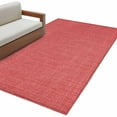 thumbnail image 2 of Coral Red 3x5 Area Rugs, Farmhouse Burlap Solid Red Color Modern Linen Texture Non-Skid Rubber Backing Large Rectangle Rugs - Living Room Bedroom Home Office, Indoor Floor Mat Carpets Washable Rug, 2 of 9