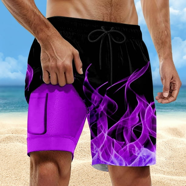 WILLBEST Pantalones Cortos Deportivos para Hombre, Pantalones Casuales de Verano para Playa de Doble Capa, Pantalones Cortos de Estilo Casual Estampado Versátiles A La Moda para Hombre
