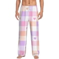 thumbnail image 1 of Kdxio Heart Buffalo Plaid Pattern Men's Pajama Pants, Elastic Waist with Drawstring and Pockets, Comfortable Loungewear-Medium, 1 of 6