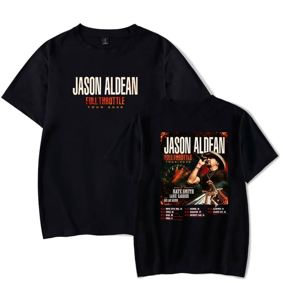 Jason Aldean Full Throttle Tour 2026 T-Shirt Women Men Casual Crewneck Short Sleeve Tee