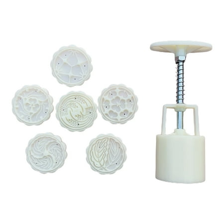

CHOMOEN Mooncake Mold 50g Cookie Cutter 6 Flower Stamps Hand Press Green Bean Cake Mould
