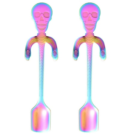 

2Pcs Stainless Steel Coffee Spoons Skull Stirring Spoon Creative Dessert Spoon