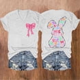 thumbnail image 2 of Alun Easter T Shirts for Women Cute Bunny Short Sleeve Tshirt Floral Rabbit Easter Festival Outfit Spring and Summer Soft Comfort Holiday Graphic Tee Tops 2-White XL, 2 of 3