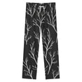 thumbnail image 4 of White Branches Dark Background Pattern Winter Female Pants Flannel High Waist Women Pants Lady Warm Straight Leg Plush Trousers, 4 of 7