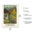 thumbnail image 2 of Pyrenees (Pyrénées) Mountains - France - Spain - Vintage Railroad Travel Poster by Gerard Cabet c.1962 - Master Art Print (Unframed) 13in x 19in, 2 of 4