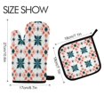 thumbnail image 2 of Yayeee Oven Mitts and Pot Holder Set of 4 Heat Resistant Kitchen Gloves Baking Hot Pad, Flowers Geometric Pattern, 2 of 5
