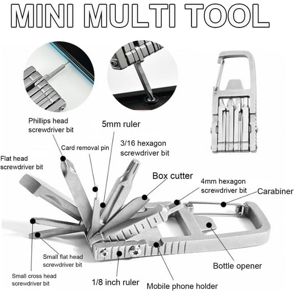 DASAW-Multitool Jawbreaker Mini Multitool Self - 10 in 1 Jawbreaker Mini tool,Defensejawbreaker Multi Tool Jaw Breaker Mini Tool With Bottle Opener Phone Holder Screwdriver Carabiner For Outdoor