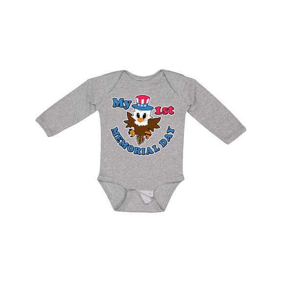 Inktastic My 1st Memorial Day with Baby Eagle Wearing Patriotic Hat Boys or Girls Long Sleeve Baby Bodysuit