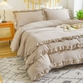 thumbnail image 5 of MOOWOO Shabby Chic Khaki 2 Pieces Bedding,Vintage Ruffled Queen Duvet Cover Set with Layers Ruffles,Soft Brushed Microfiber Set with Zipper Closure,Lightweight Duvet Cover Set, 5 of 5