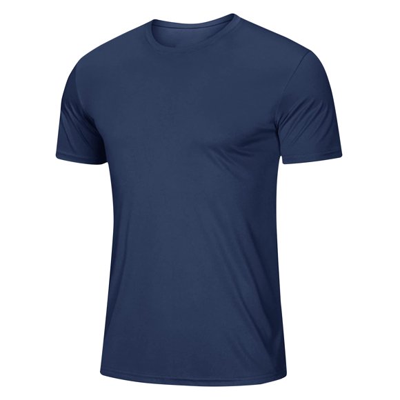 Brnmxoke Young Men's T-Shirts,Summer Casual Stretch Gym T-Shirt Breathable Lightweight Short Sleeve Crewneck Workout Athletic Basic Tops Navy,M