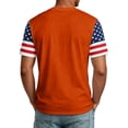 thumbnail image 6 of Men's US 250th Anniversary T-Shirt with Jet Smoke Flag and America Strong Text Featuring Star Spangled Sleeves Orange XXXL, 6 of 6