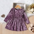 thumbnail image 5 of Toddler Girls Long Sleeve Ruffles Dresses Solid Princess Dress Clothes 9-12 Months, 5 of 8