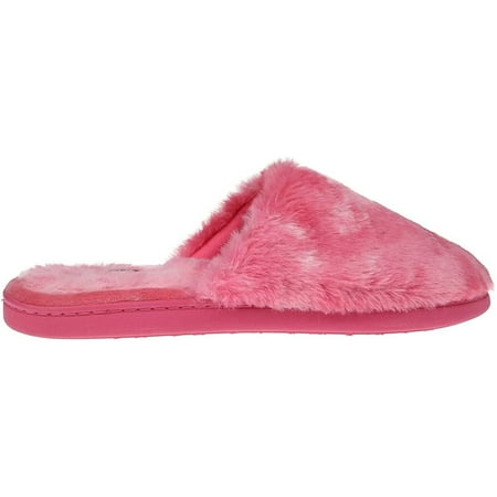 Women's Warm and Comfy Tie Dye Faux Fur Slipper, Fuchsia Size 9