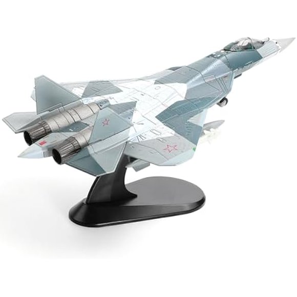NUOTIE 1/100 SU-57 Aircraft Russian Sukhoi Diecast Metal Model Kit su-57 Military Airplane Model Pre-Build Alloy Fighter Model for Adults Enthusiasts Collections or Gift(Splinter Camo)