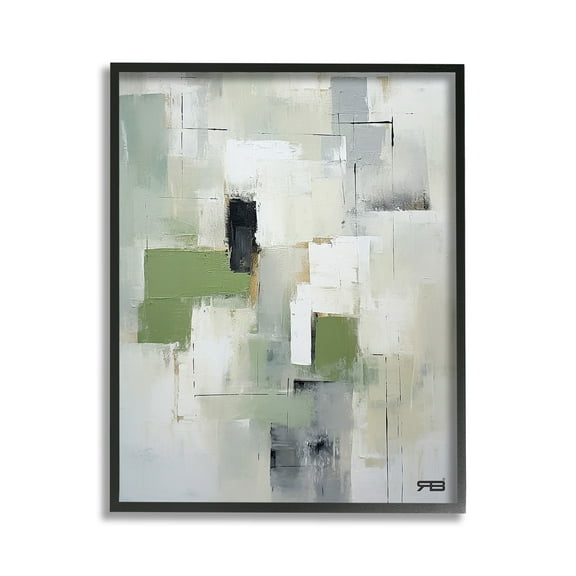 Stupell Industries Subtle Grey Shapes Abstract Painting Black Framed Art Print Wall Art, 11 x 14