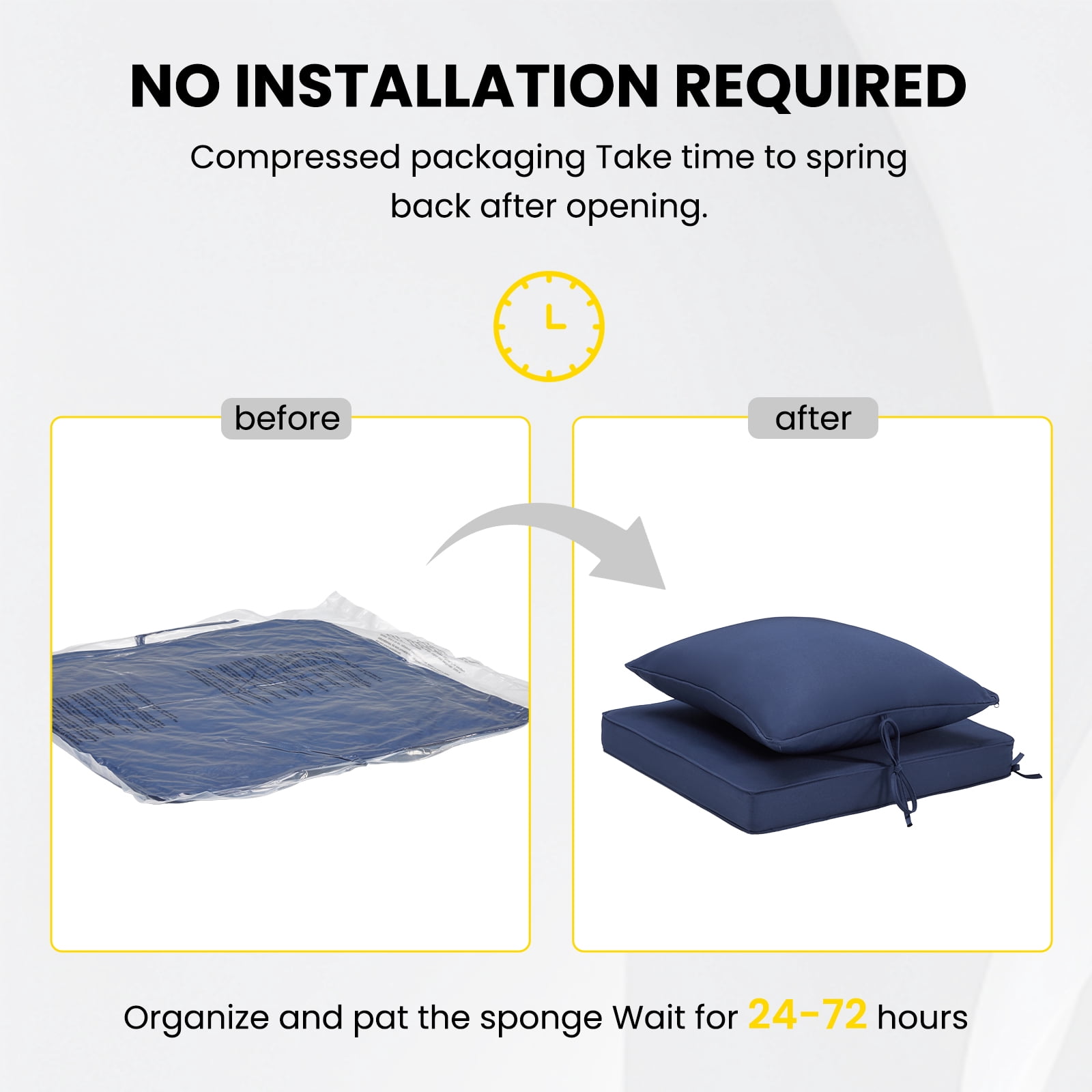STARY Outdoor Deep Seat Cushions for Patio Furniture, 24"x24" Replacement Sectional Cushions for Outdoor Sofa, Armchair, 4 Pieces, Blue