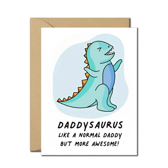 Daddysaurus Greeting Card - Fun Father's Day Card Featuring a Playful Dinosaur Design