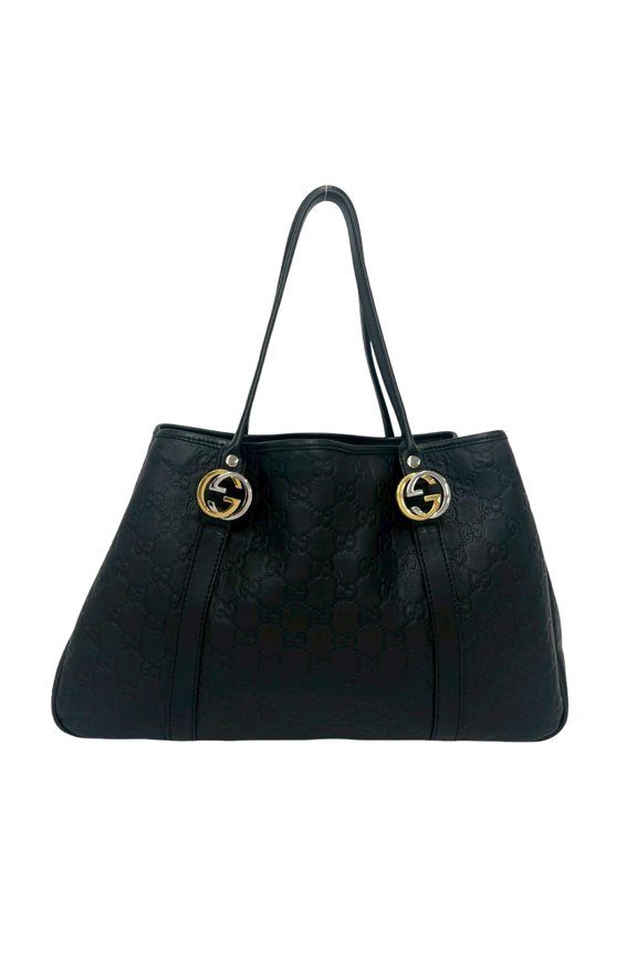 Pre-Owned GUCCI Guccissima GG Logo Hardware Stamped Leather Tote Bag Semi Shoulder Handbag...