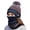 Navy Blue 3 Pcs Set (Hat & Scarf & Face Mask), variant on Women's Winter Warm Knitted Crochet Hat Fleece Lined Cable Faux Fur Pom Pom Beanie Hat Skull Cap