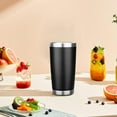 thumbnail image 6 of 20oz Tumbler with Lid Stainless Steel Insulated Tumblers Travel Coffee Tumbler Bulk Double Wall Vacuum Insulated Water Cup for Women Men (Black), 6 of 8