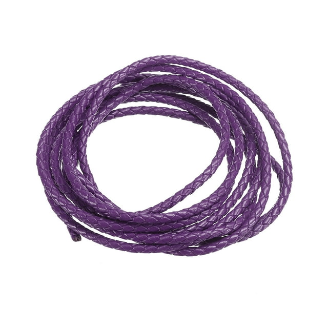 Cuero Cuerda, 2.19 Yardas 3mm Diámetro Trenza Cuerda Tira para Monedero Bolso Zapato Cordón Bricolaje Artesanía Pulseras Fabricación, Oscuro Púrpura