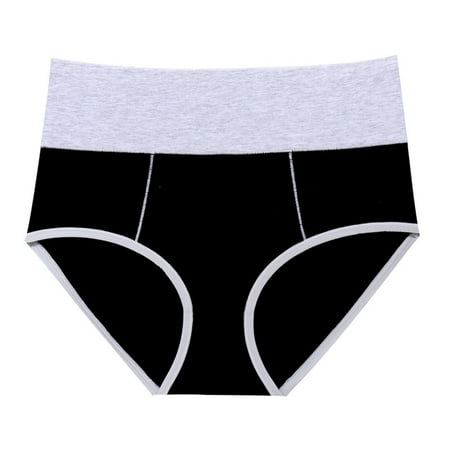 

EHTMSAK Women s Underwear Brief Soft Cotton Stretch Breathable Color Block High Waisted Seamless Panties Black 2XL