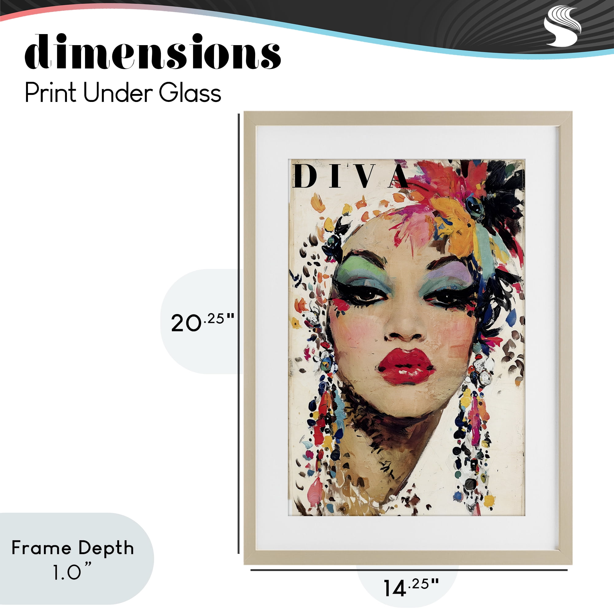 Stupell Industries Diva Fashion Portrait Birch Framed Print Under Glass, design by Annabelle Hall