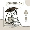 thumbnail image 6 of Gzxs 2-Seat Outdoor Swing Chair, Steel Frame with Adjustable Canopy, Patio Swing Glider for Garden, Deck, Porch, Backyard, 700LBS Load, Dark Brown, 6 of 6