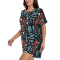 thumbnail image 2 of Lsque Squirrel Owl Autumn Maple Leaves Women's Short-Sleeved Pajama Set - 2 Piece Soft and Lightweight Sleepwear Set-3X-Large, 2 of 9