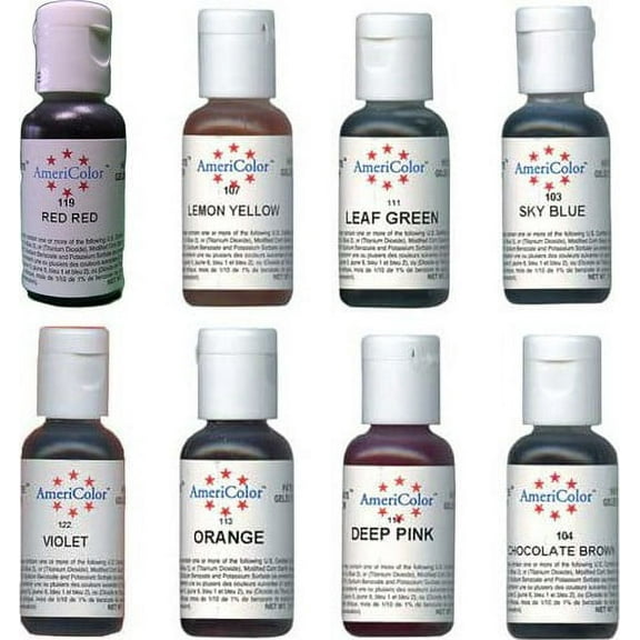 AmeriColor, Junior Kit, 8 .75 Ounce Food Color Bottles, Soft Gel Paste