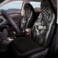 thumbnail image 4 of POLERO Protective Car Seat Covers for Automotive, Polyester Fabric Elastic Auto Front Seat Covers, 2-Pack American Flag Wolf, 4 of 12